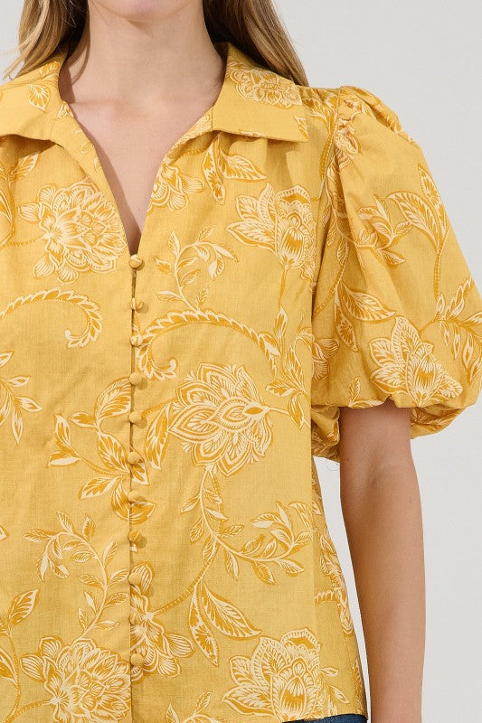 Falling for Cindy Puff Sleeve Top