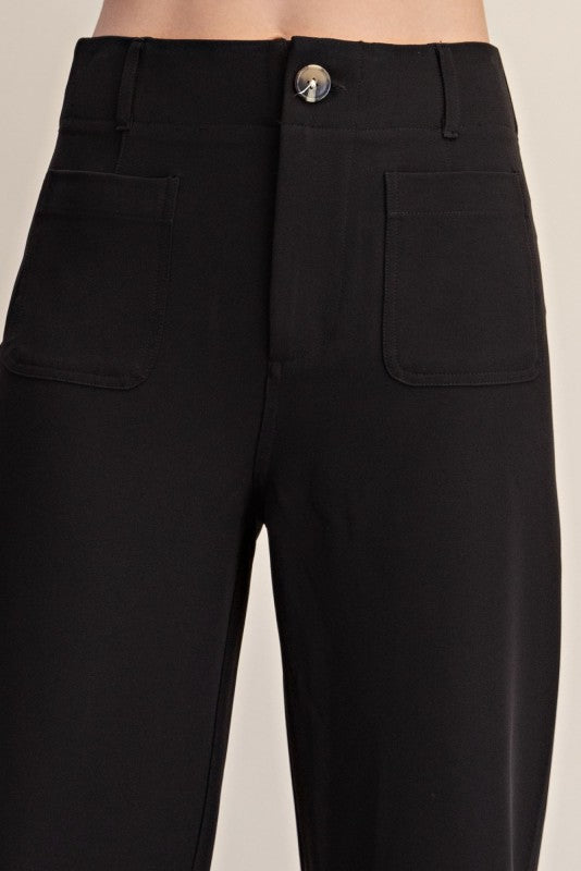 Colette Black Cropped Wide-Leg Pants