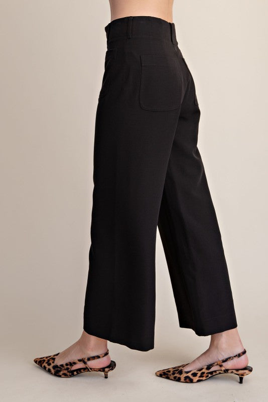 Colette Black Cropped Wide-Leg Pants