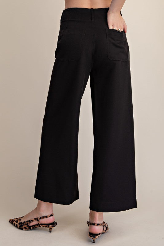Colette Black Cropped Wide-Leg Pants