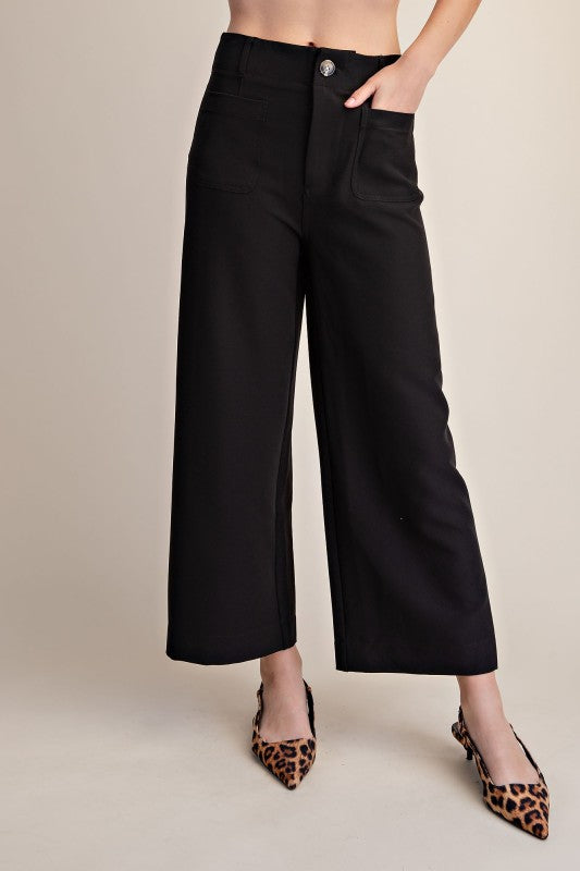 Colette Black Cropped Wide-Leg Pants