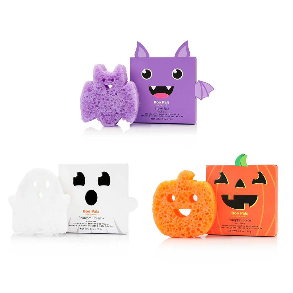 3 Halloween Shaped Sponges A bat, Ghost and pumpkin 