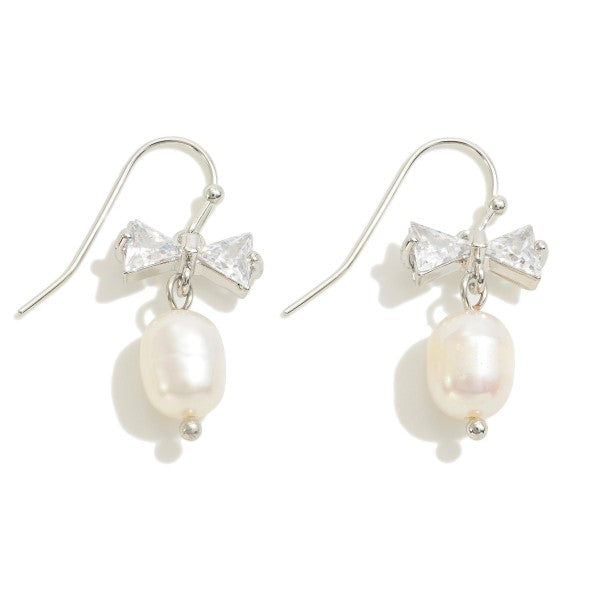 Crystal Bow Drop w Pearl