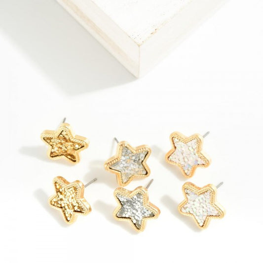 Glitter Star Stud Earrings