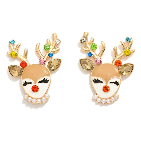 Reindeer Post Drop Earrings