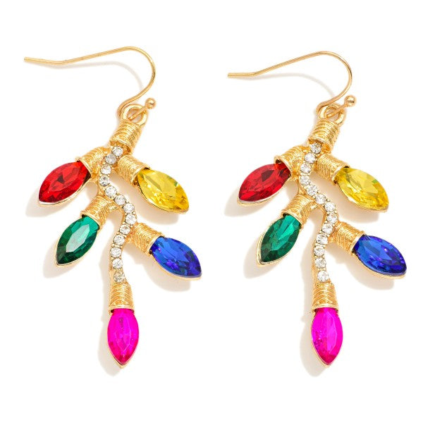 Rhinestone Christmas Lights Drop Earrings