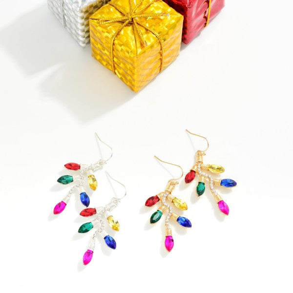 Rhinestone Christmas Lights Drop Earrings