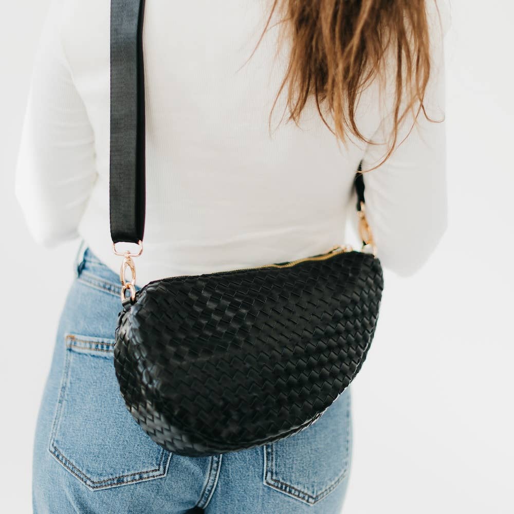 Black  Woven Saddle Bag