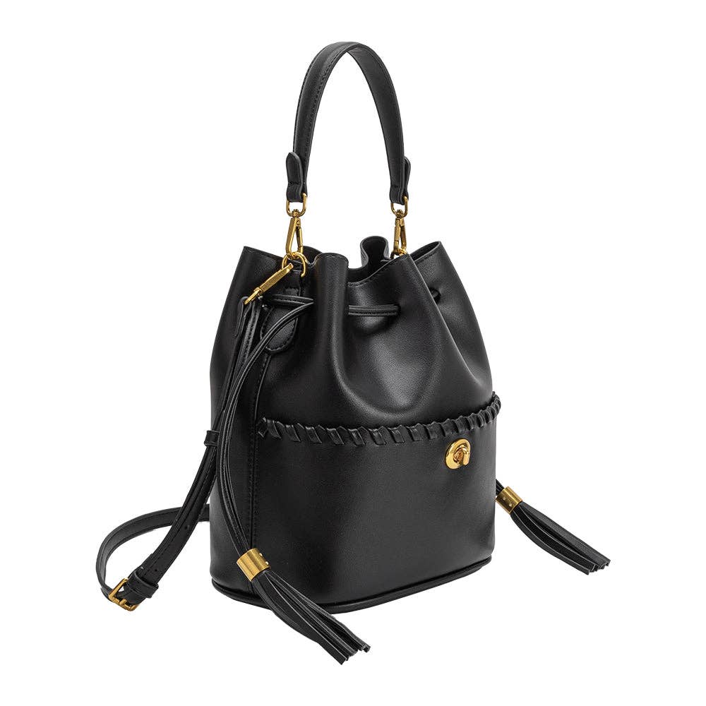 Janae Black  Vegan Leather Top Handle Bag