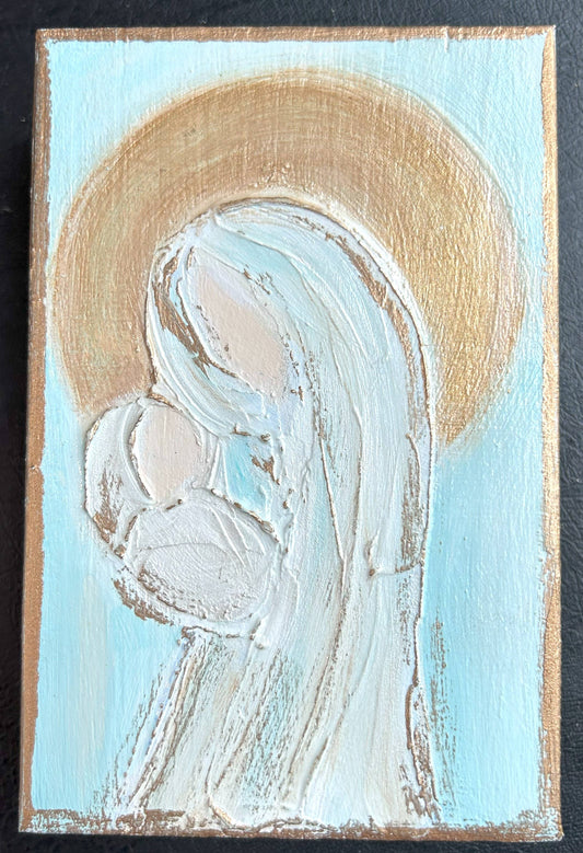 Mary and baby Jesus in gold | Magnificat Christmas Easter