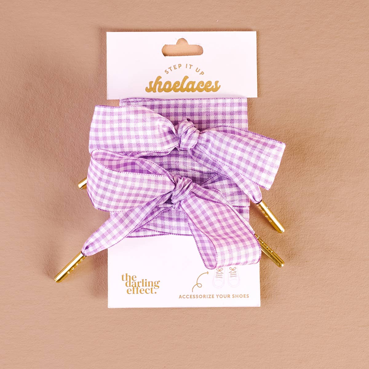 Step It Up Shoelaces–Gingham Purple