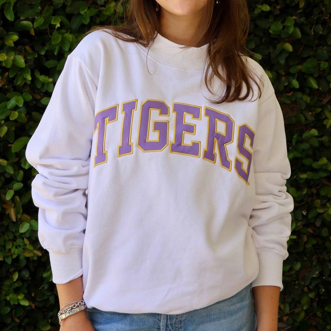 Official LSU Tigers White Varsity Mockneck Sweatshirt