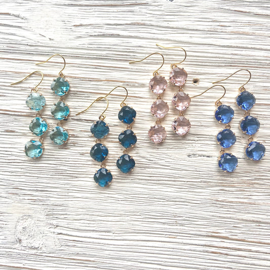 Crystal Earrings tri drop