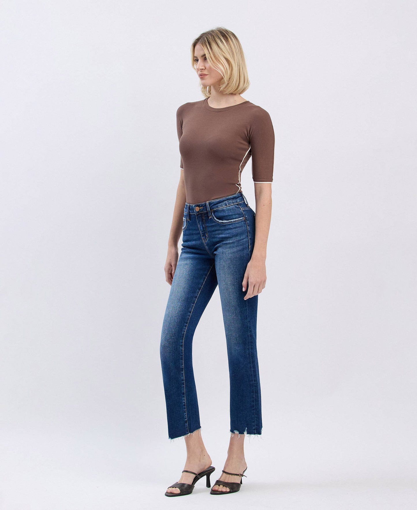 The Brittney -  Mid Rise Crop Mini Bootcut Jeans