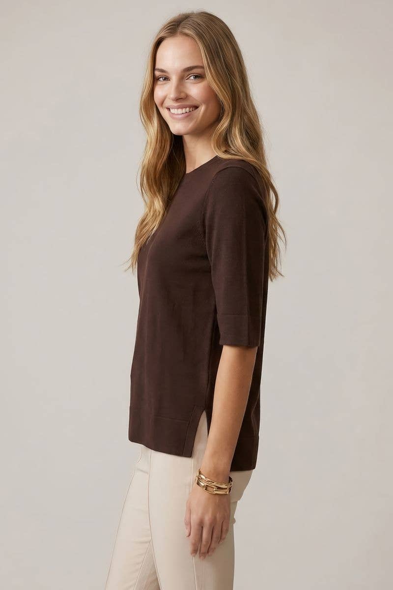 Expresso Short Sleeve Knit Top
