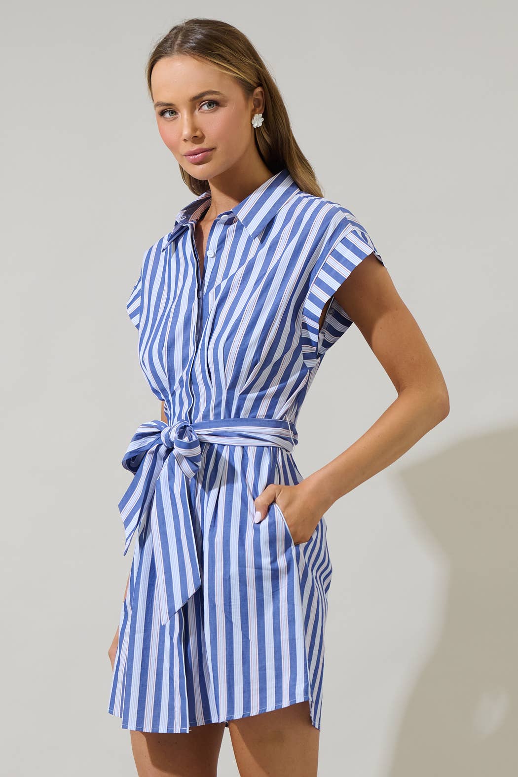 Crisp Stripes  Button Up Dress