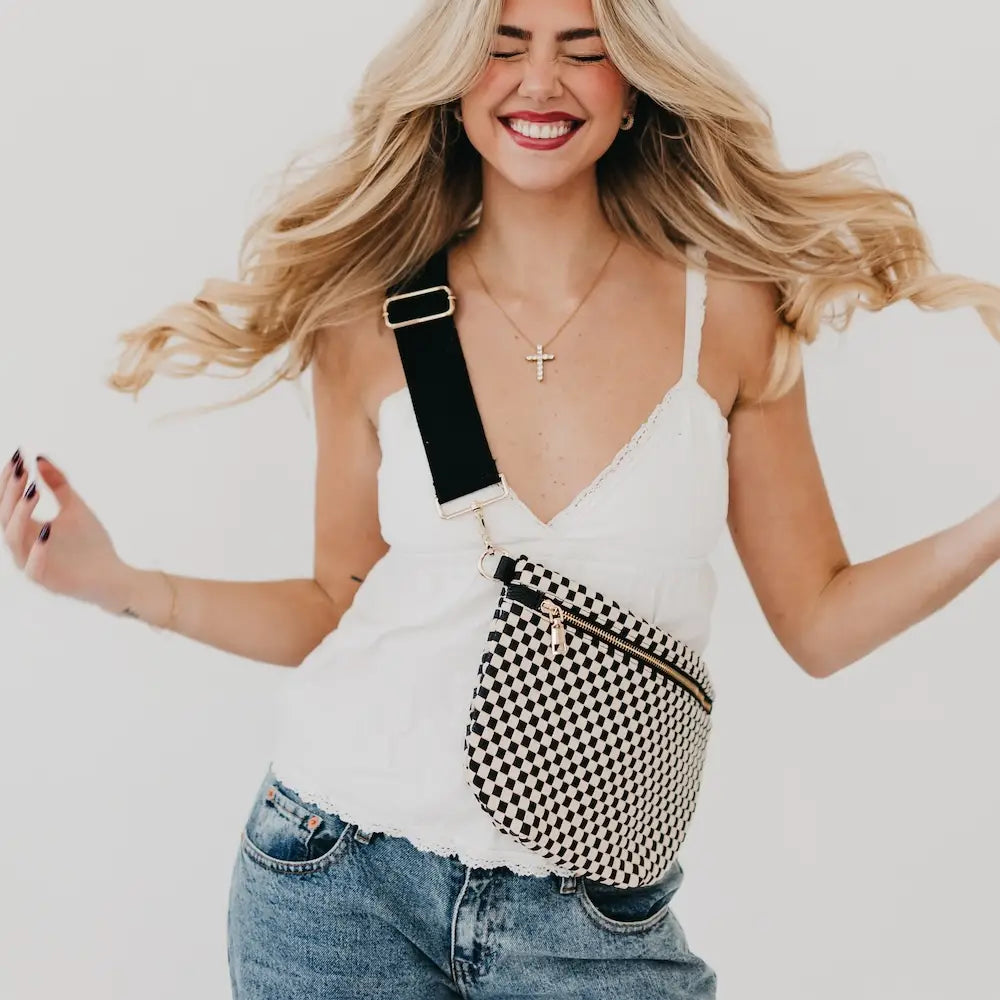 Black Check - Westlyn Woven Bum Bag