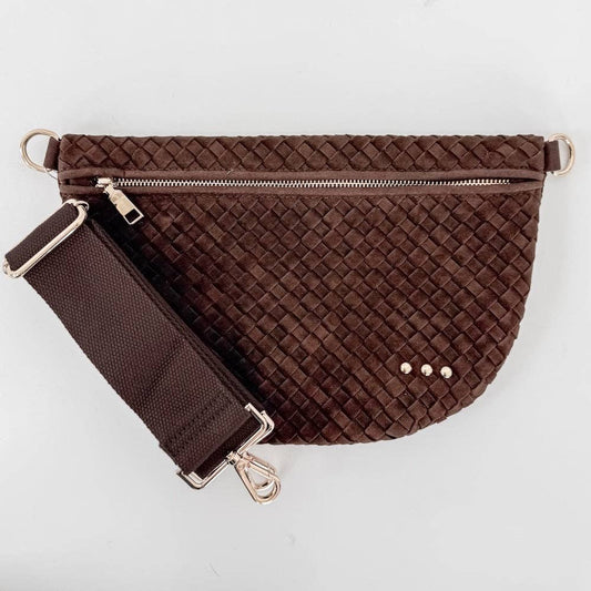 Brown Suede Westlyn Woven Bum Bag