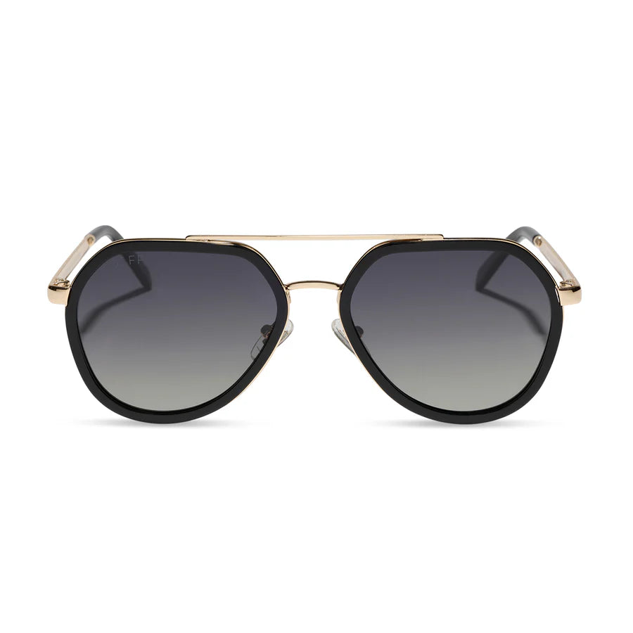 DIFF Joey Black + Gold Metal Sunglasses
