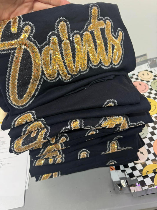 Saints layerd Script Sequin Tshirt