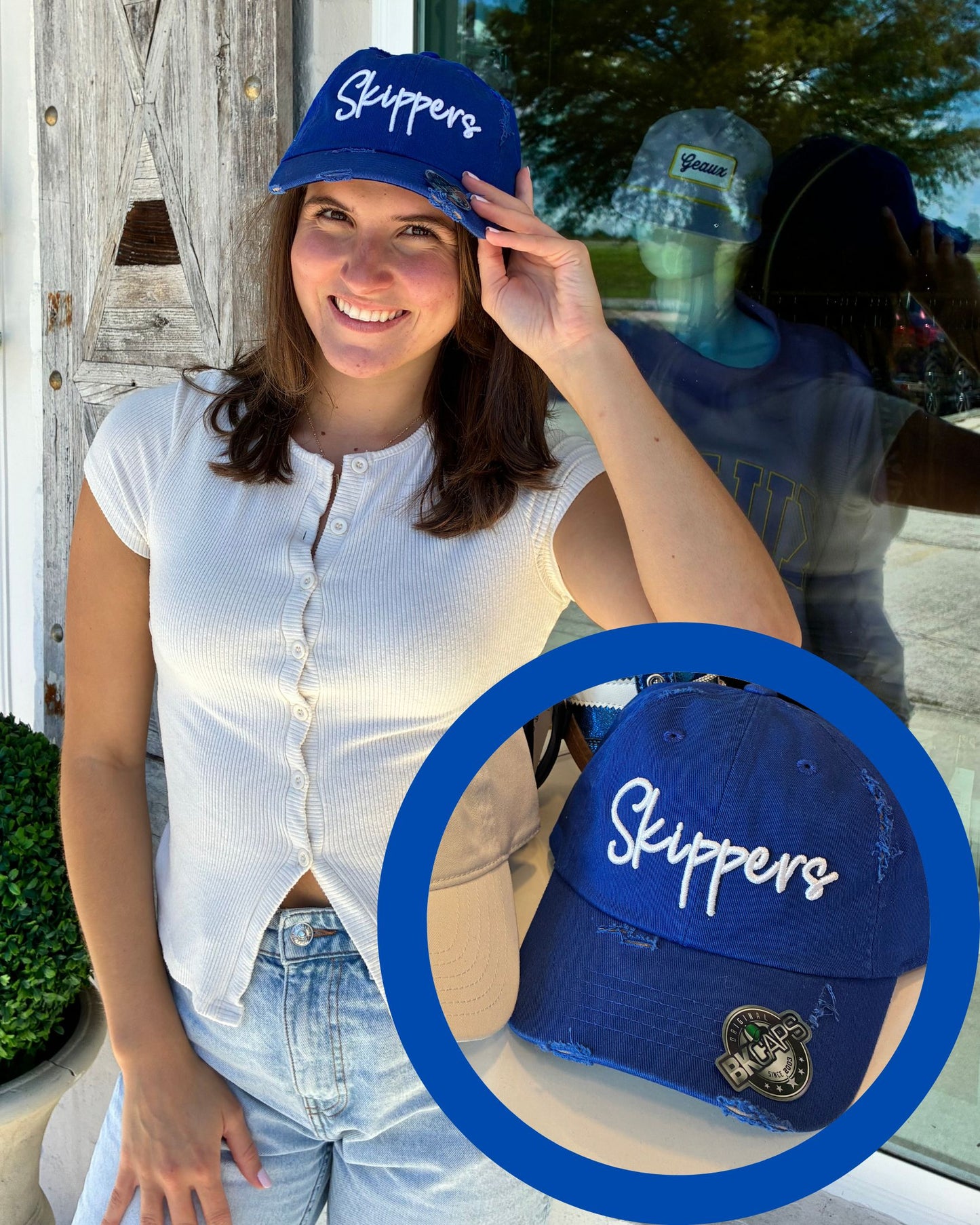 Royal Blue Skippers Puff Embroidery Hat