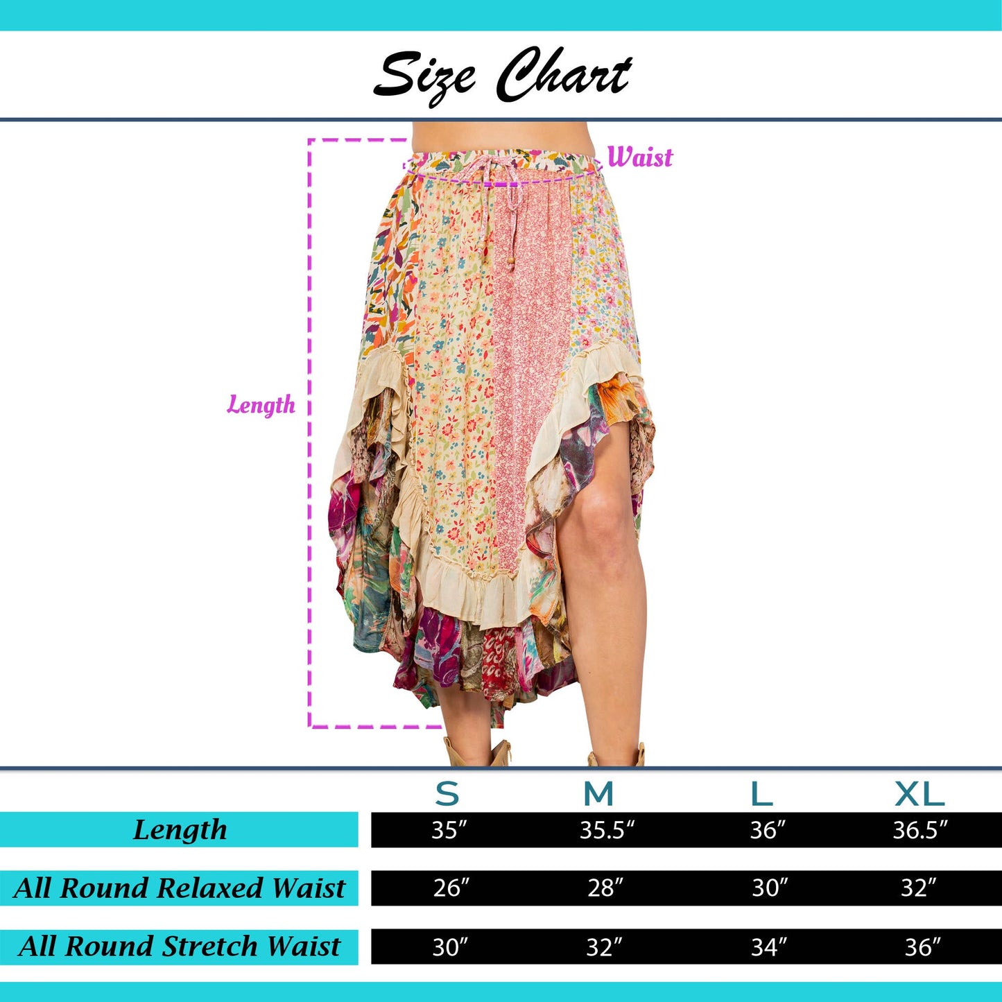 Whimsical Harmony Overdyed Mid-Length Skirt with Rayon Print