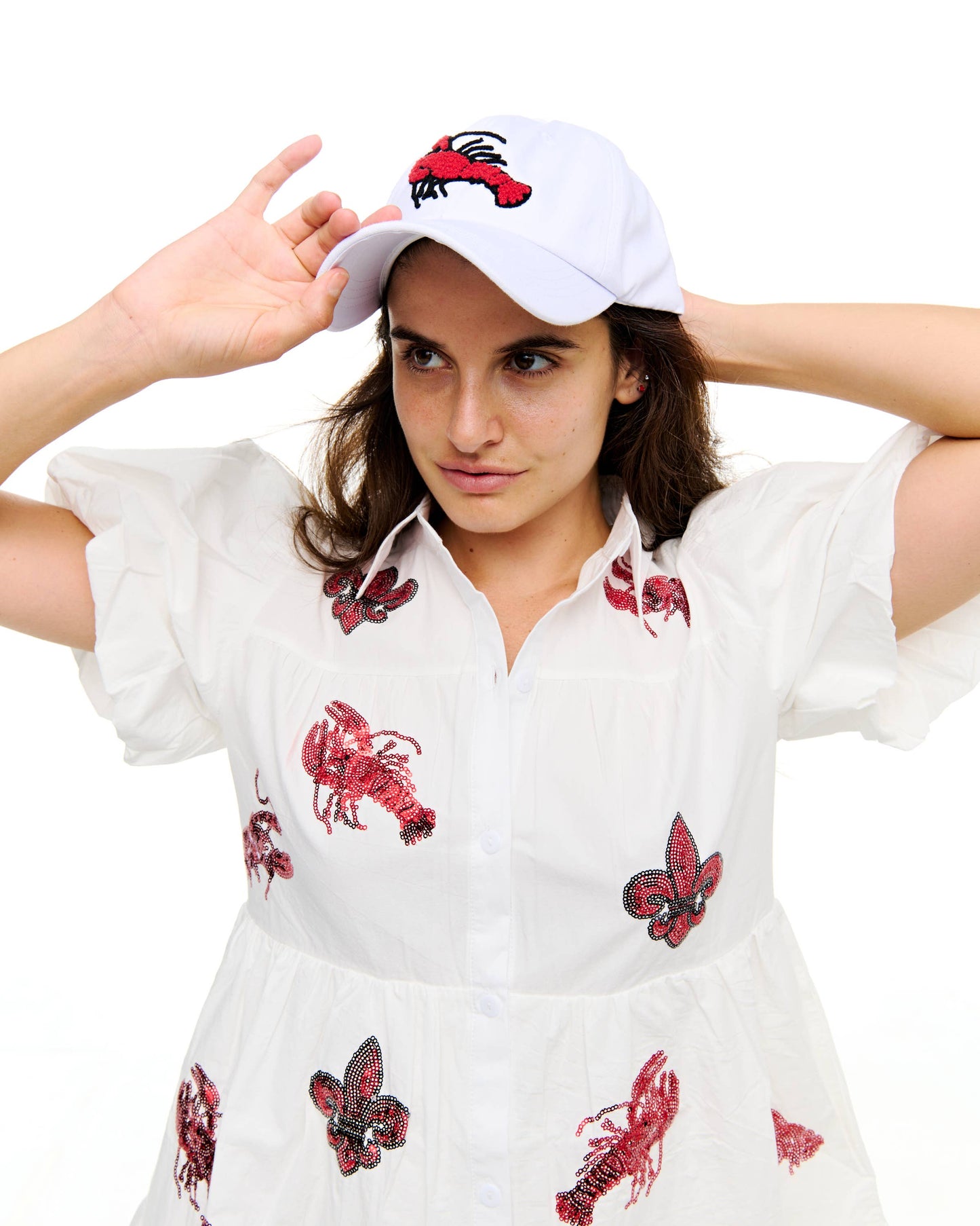 Chenille crawfish baseball cap 