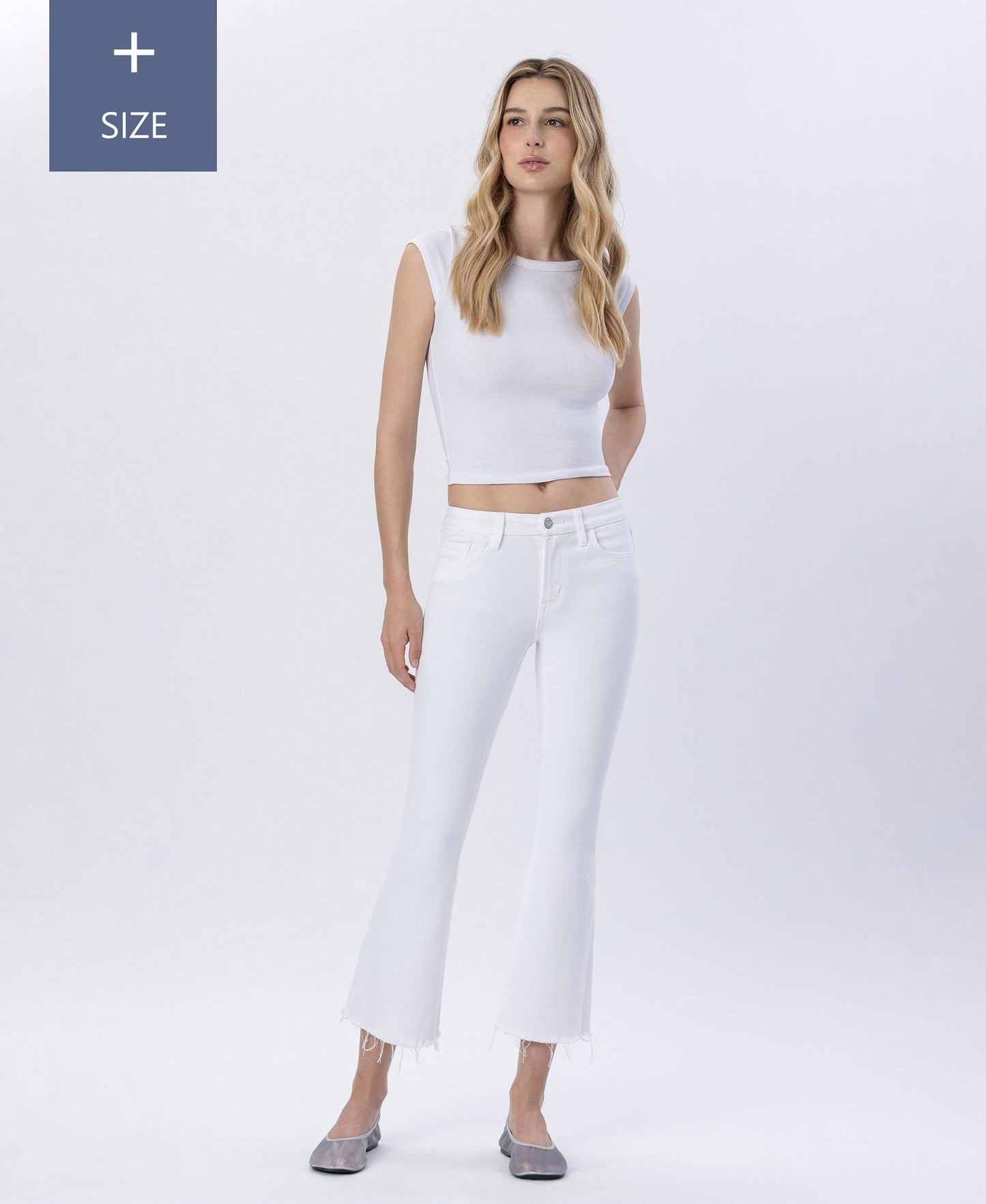 Mia Mid Rise Crop Flare Jeans - Peacock Curves