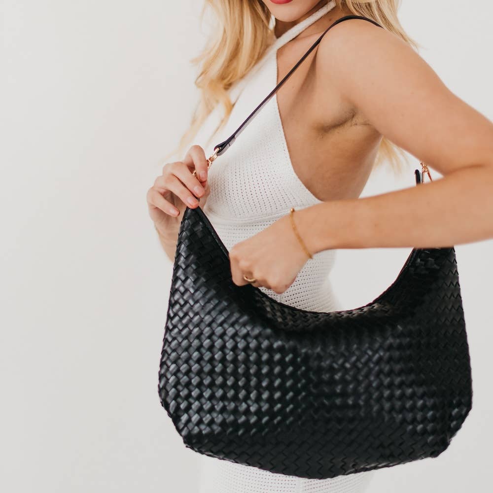 Black  Sienna Slouchy Woven  Bag
