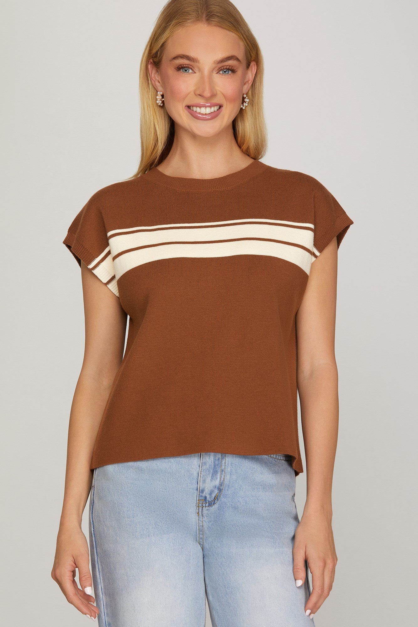 Cinnamon Striped Sweater Top