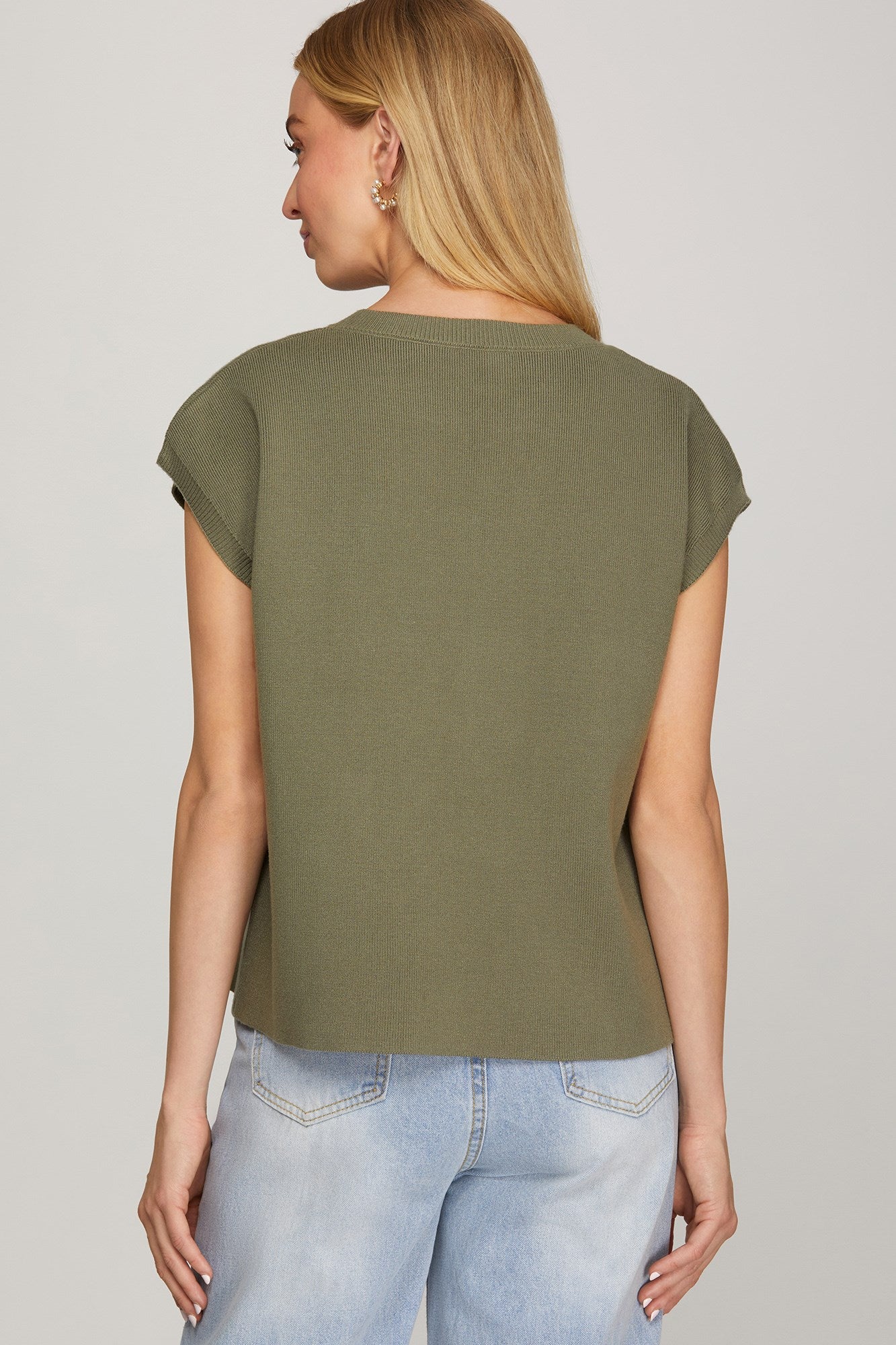 Olive Striped Sweater Top