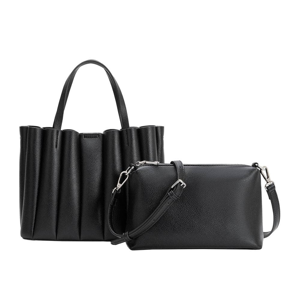 Adela Black Recycled Vegan Leather Tote Bag
