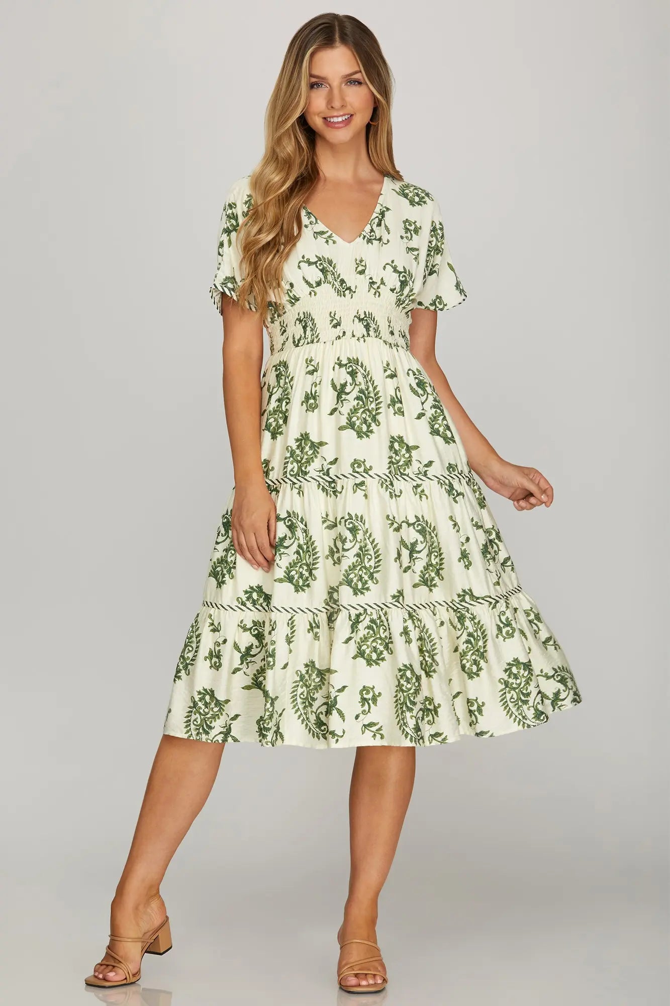 Olive Grove Midi Dress
