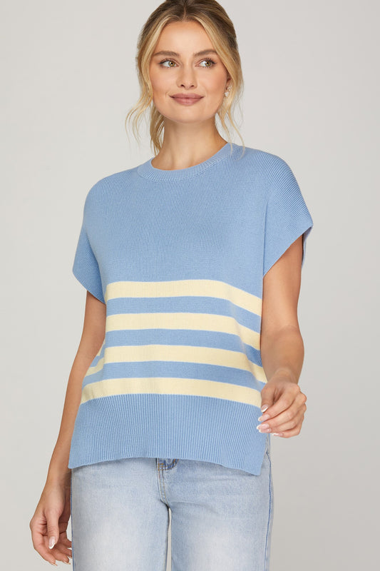 LIght Blue Drop Shoulder Sweater