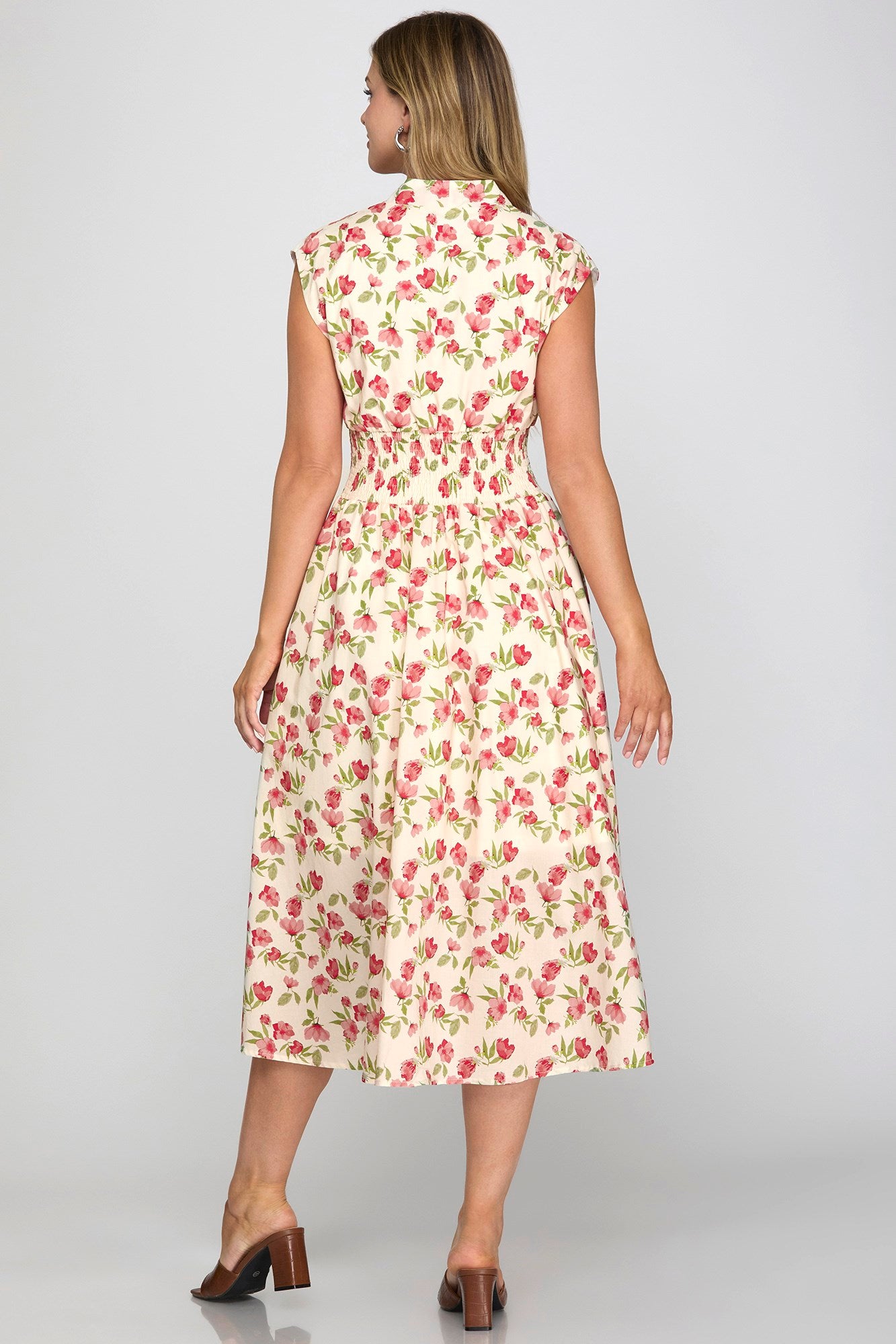 Lucy Smocked Waist Floral Midi Dress