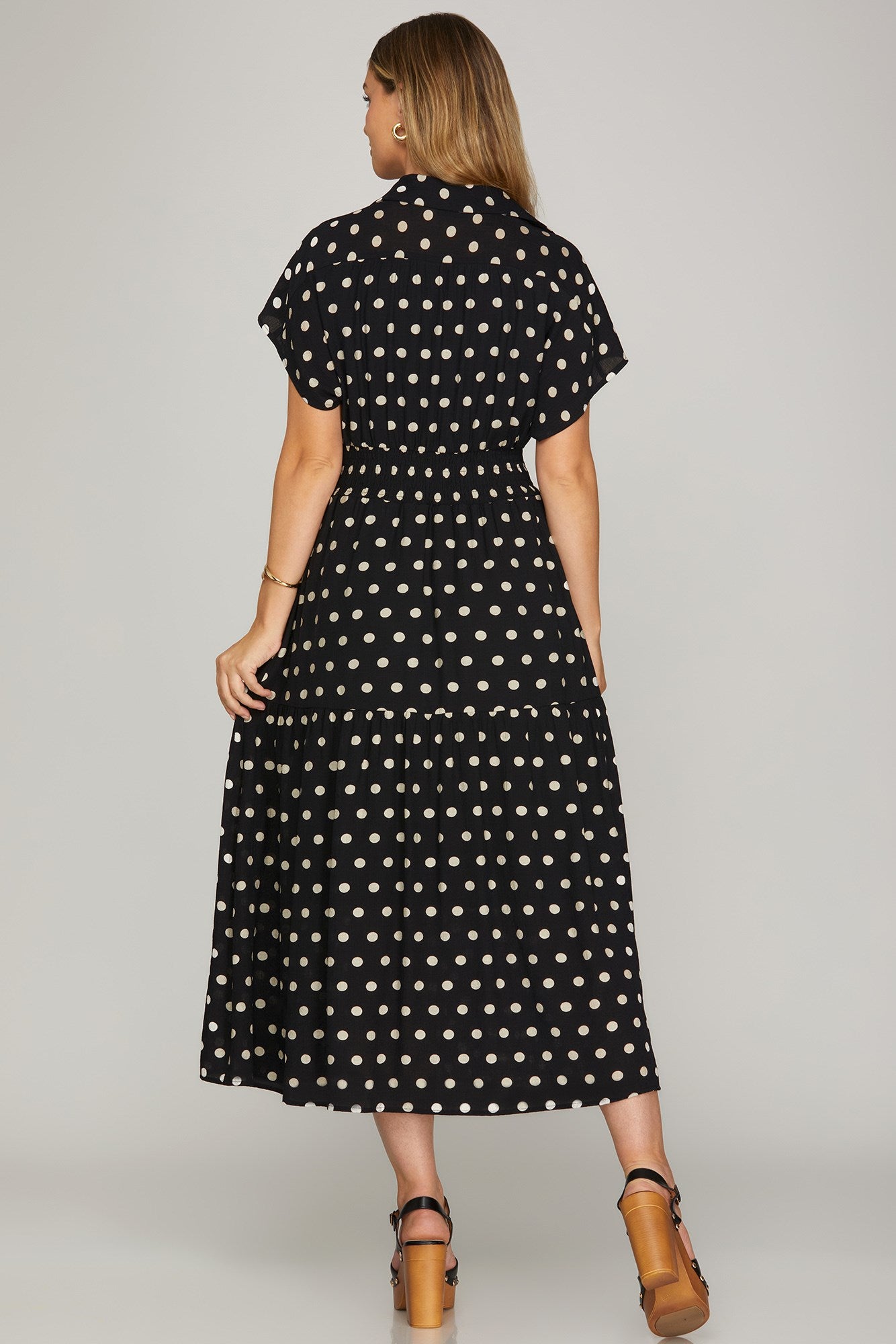 Audrey Polka Dot Smocked Waist Dress