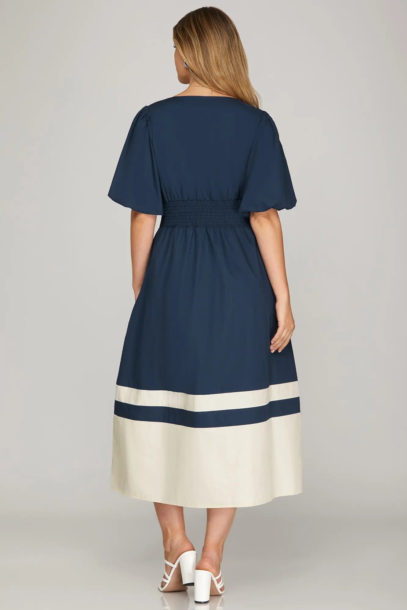 Falling for Navy Midi Dress