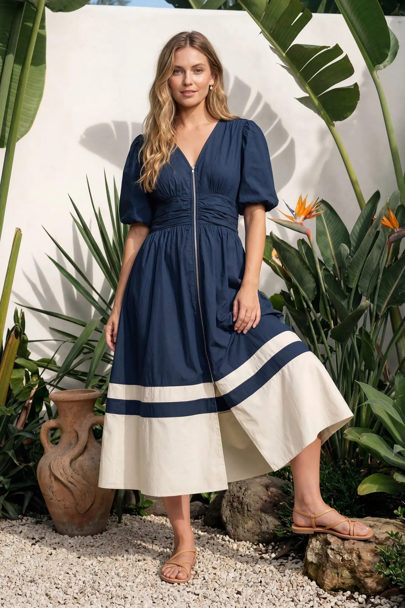 Falling for Navy Midi Dress