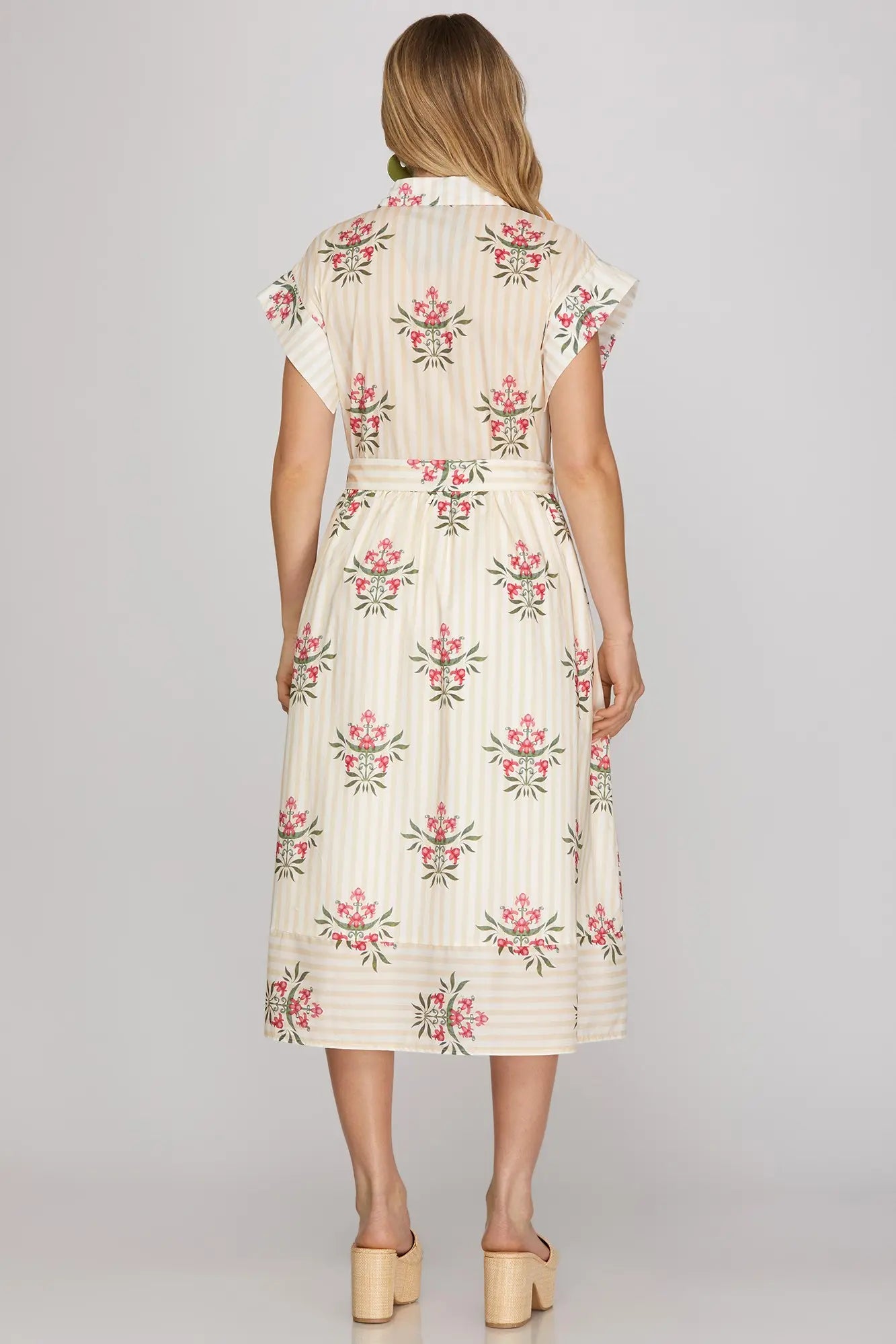 Welcome Stripes and Floral Midi Dress