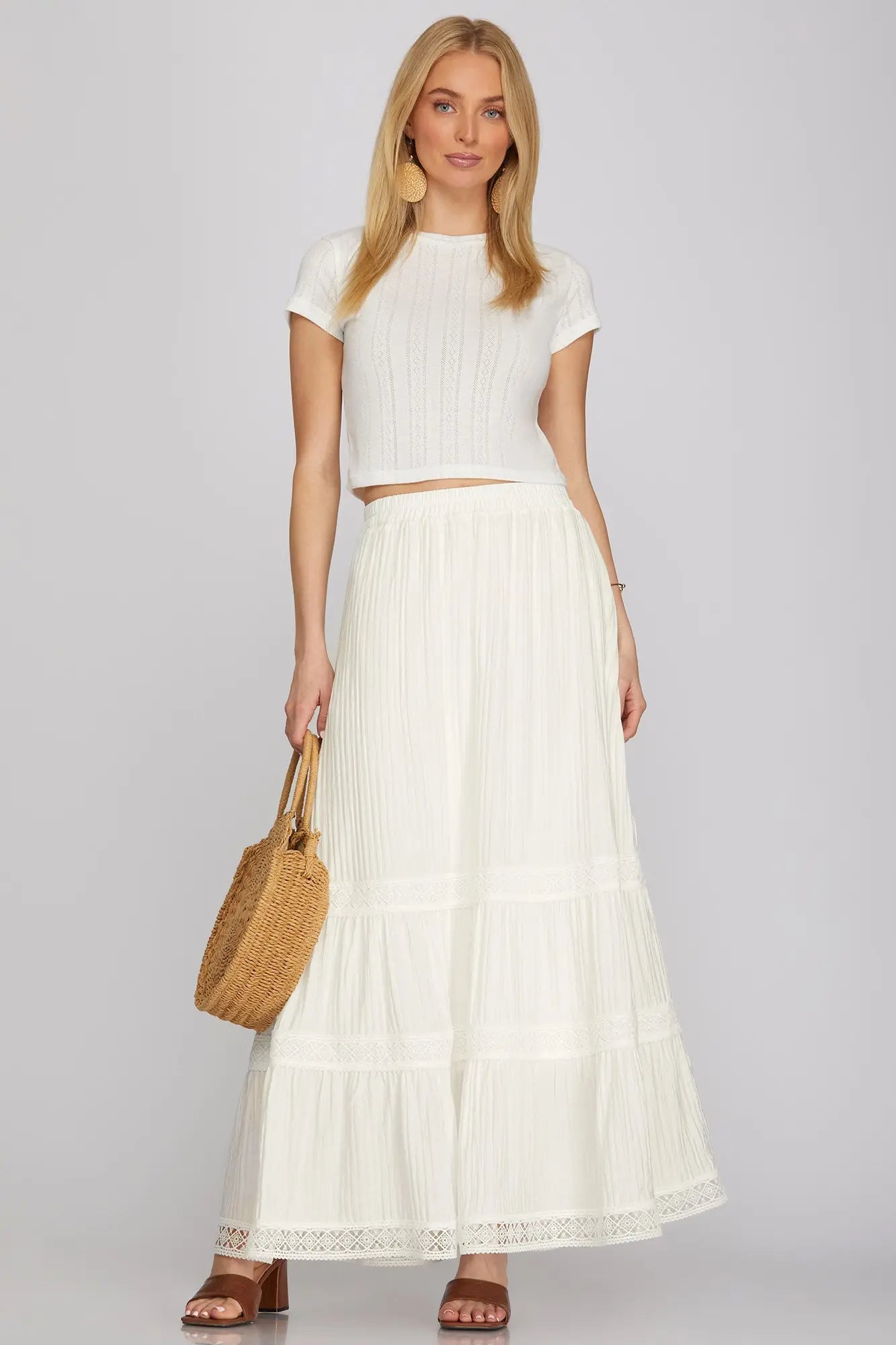 Spring Meadows White Maxi skirt