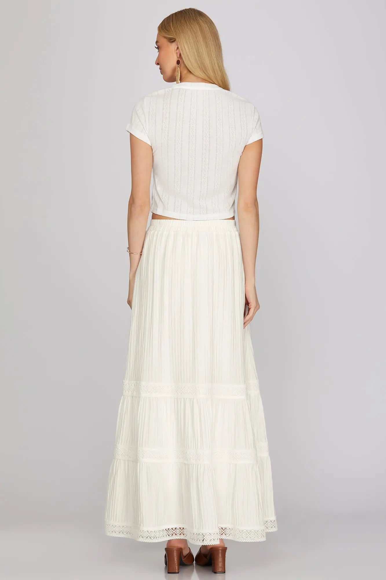 Spring Meadows White Maxi skirt
