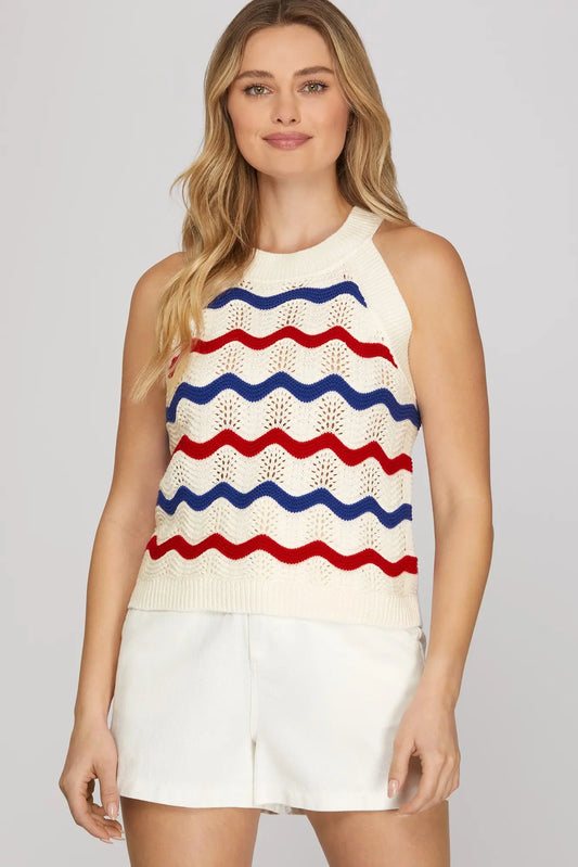 Patriotic wave Sweater