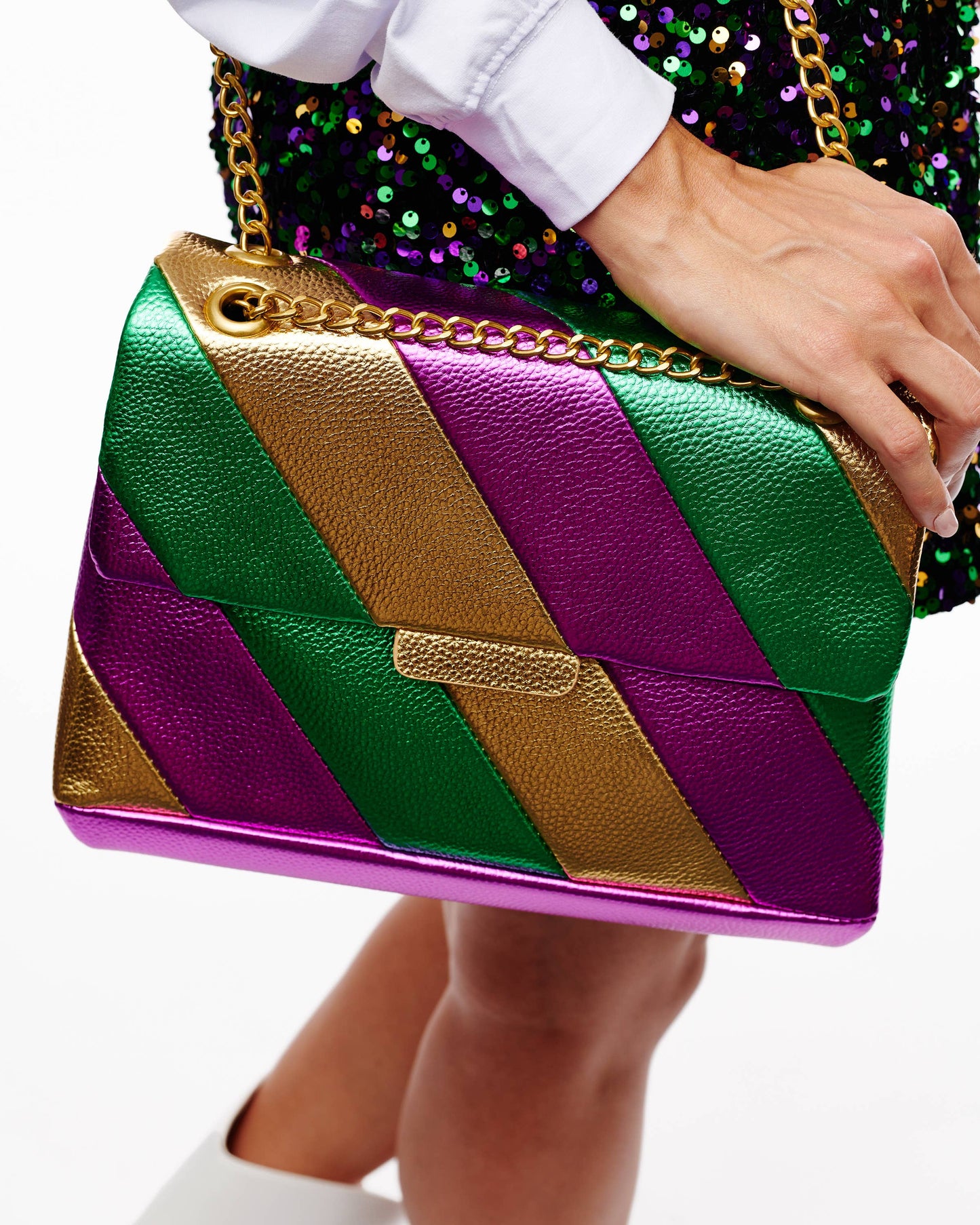 Mardi Gras metallic stripe purse