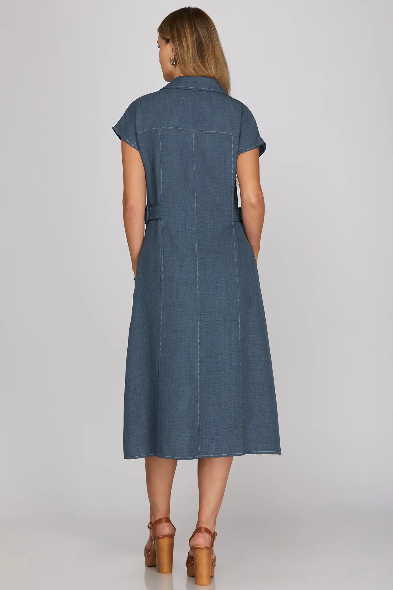 The Charleston Blue Button Down Dress