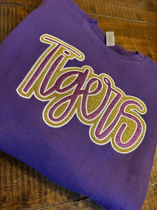 Tigers Double Embroidery Sequin Crewneck