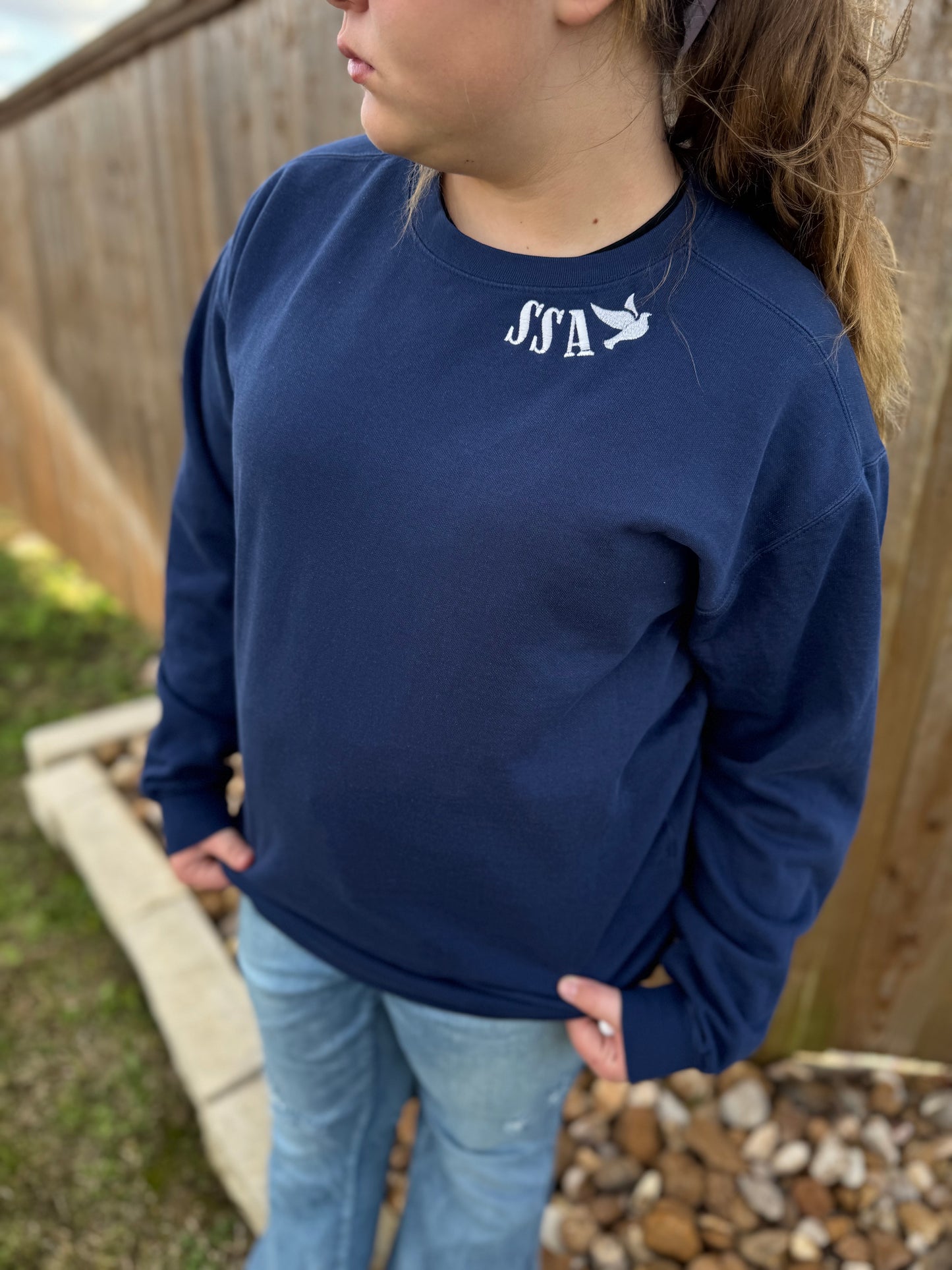 SSA DOVES   Comfort Colors Embroidery and Puff Crewneck