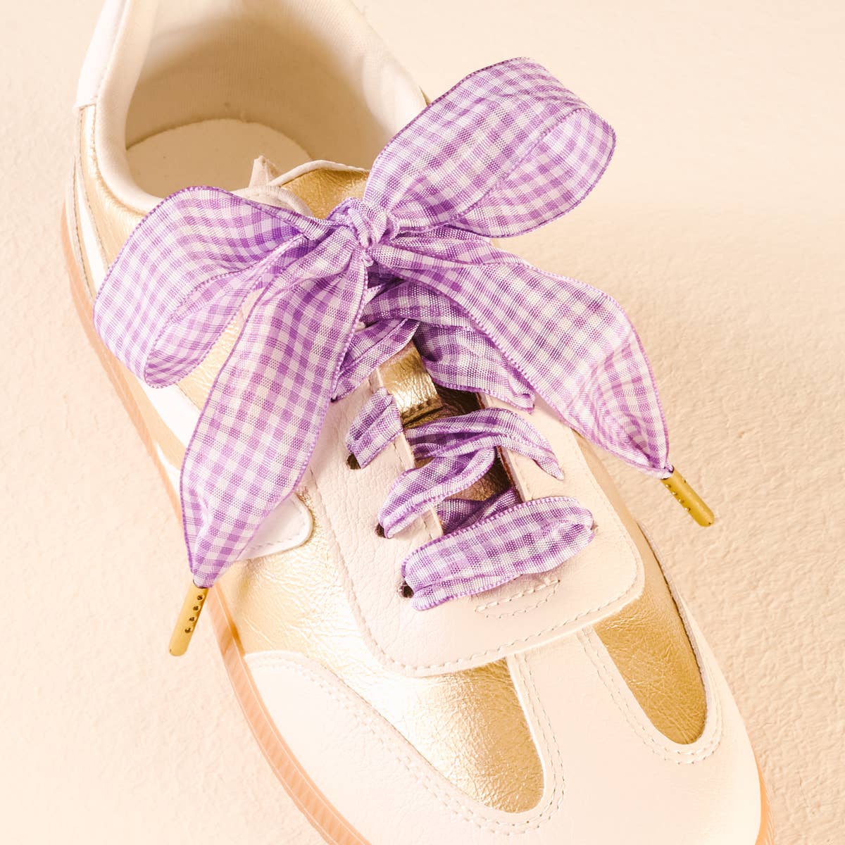 Step It Up Shoelaces–Gingham Purple