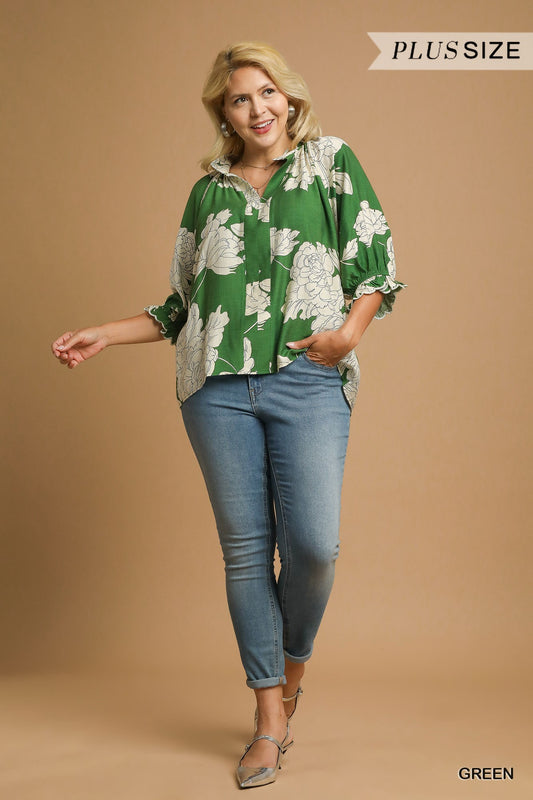 The Meadow Blouse Peacock  Curves