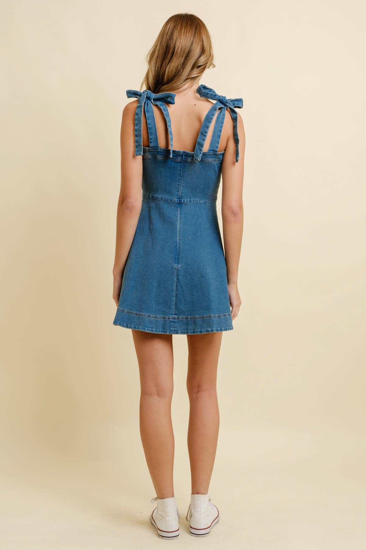 The Sandy Denim Strap Tie Dress