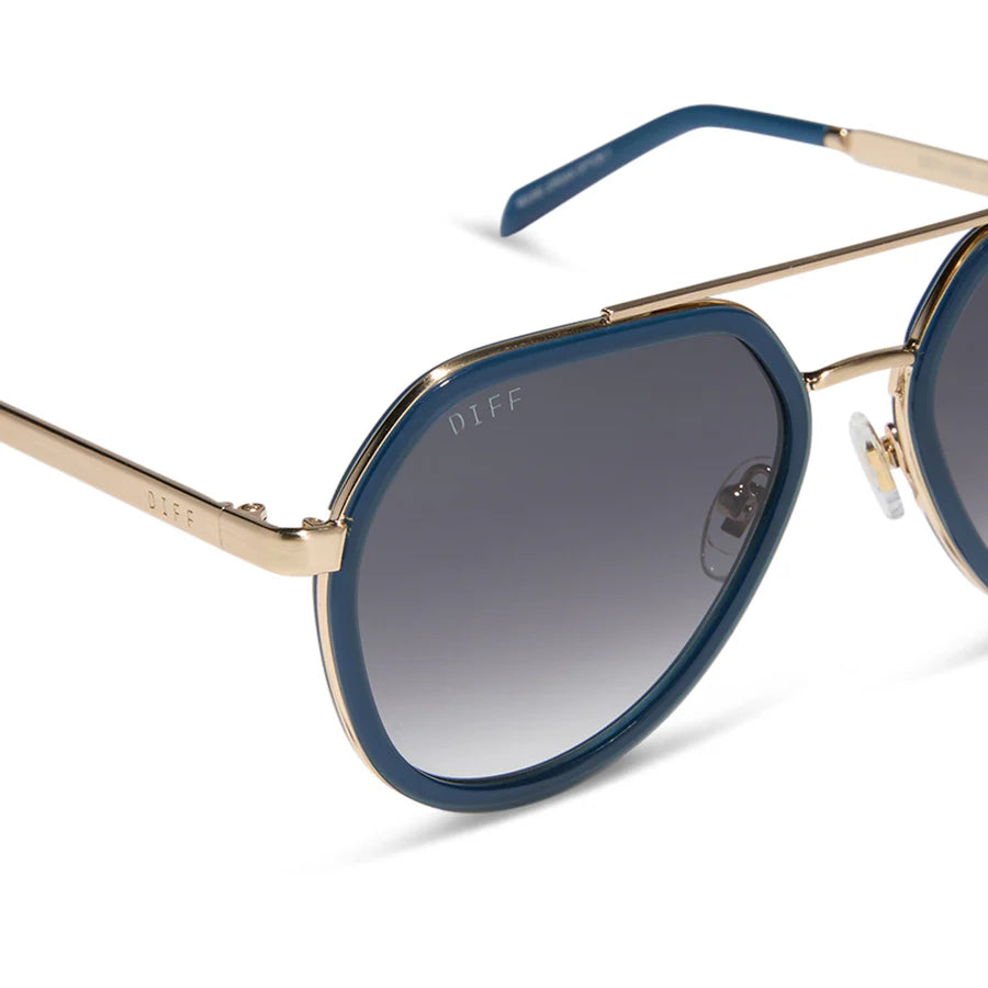 DIFF Joey Clubhouse Blue + Brushed Gold Sunglasses